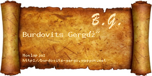 Burdovits Gergő névjegykártya